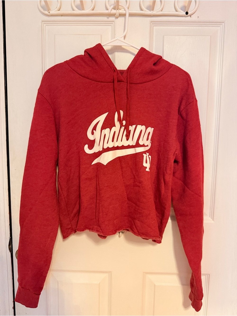 Blue 84 Red Cropped Indiana Script Hoodie